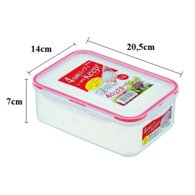 Combo 3 hộp nhựa bảo quản thực phẩm Inomata hình chữ nhật - Có khóa nắp 4 chiều
