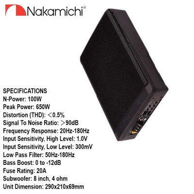 Loa SUB Siêu Trầm Đặt Gầm Ghế Ô Tô Thương Hiệu Nhật Bản NAKAMICHI NBF20.0A - HÀNG NHẬP KHẨU