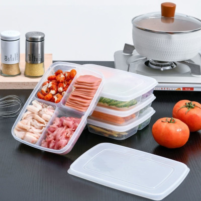 Hộp Chia Thực Phẩm 4 Ngăn - Hộp Nhựa Bảo Quản Thịt Đông Lạnh Tiện Lợi