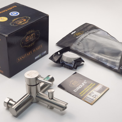 Bộ vòi sen nóng lạnh Inox SUS 304 Eurolife EL-1201 (Trắng vàng)