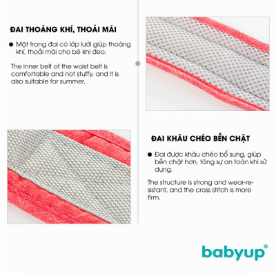 Đai đi xe máy cho bé Babyup, phản quang, thoáng khí sử dụng khóa 2 cấp bền chắc, chống bụi bẩn