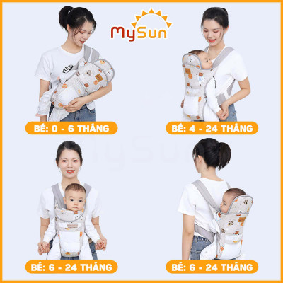 Điệu địu vải cho em bé sơ sinh 4 tư thế có đỡ cổ đa năng an toàn 1 2 3 4 5 6 12 tháng tuổi MySun