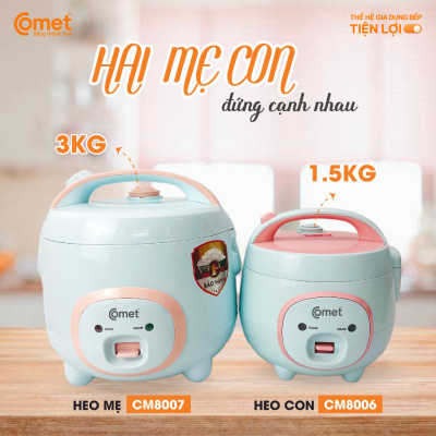 Nồi cơm điện nắp gài Comet CM8007 dung tích 1.8L – Công suất 700W, lòng nồi chống dính, dễ vệ sinh - Hàng chính hãng