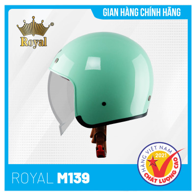 Nón bảo hiểm Royal M139 Kính Âm Trơn Sành Điệu, Trẻ Trung, Thời Thượng - Xanh Ngọc Bóng - Size XL