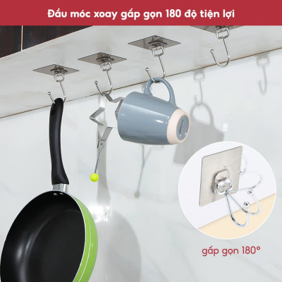 Móc Dán Tường Siêu Dính Chịu Lực Inox 304, Móc Dính Tường Treo Đồ Quần Áo Đồ Dùng Đa Năng Tiện Ích