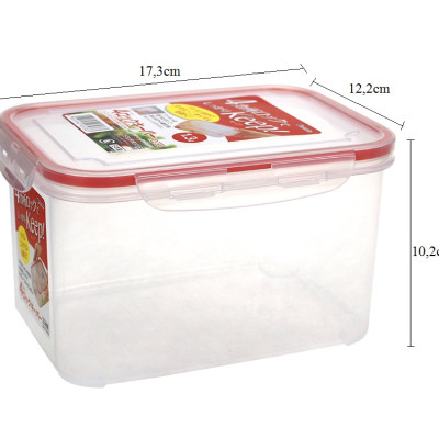 Combo 3 hộp nhựa bảo quản thực phẩm Inomata hình chữ nhật - Có khóa nắp 4 chiều