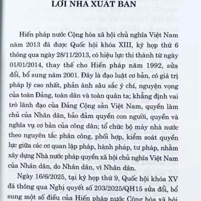 Hiến Pháp Nước Cộng Hoà Xã Hội Chủ Nghĩa Việt Nam Năm 2013 ( Sửa Đổi, Bổ Sung Năm 2025)