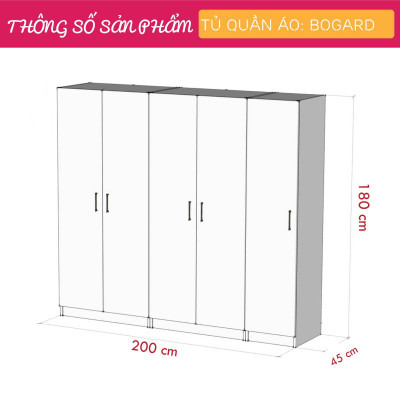 Tủ để quần áo gia đình thiết kế hiện đại SMLIFE Bogard