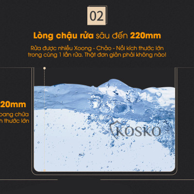 Bồn rửa chén inox 304 KOSKO, chậu rửa chén bát 82x45cm đúc lệch lắp được nhiều loại vòi nước rửa chén