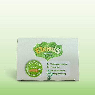 [10 gói] Gạc rơ lưỡi thảo dược Elemis - chiết xuất rau ngót chống sâu răng, sún răng, làm sạch mảng bám trong miệng