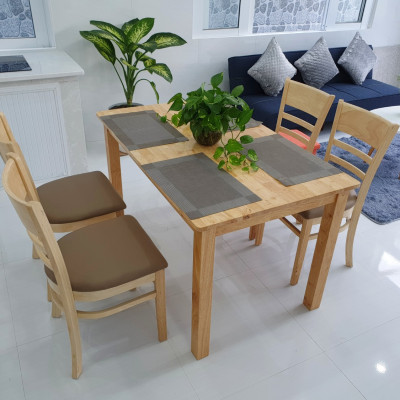 Bộ Bàn Ăn 4 Ghế Cabin Gỗ Xuất Khẩu Màu Tự Nhiên 