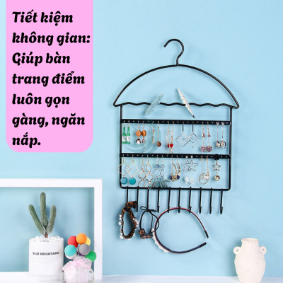 Giá Treo Trang Sức Hình Móc Áo Đa Năng- Kệ Treo Khuyên Tai, Vòng Tay, Dây Chuyền Gắn Tường+ Kèm Móc Dán