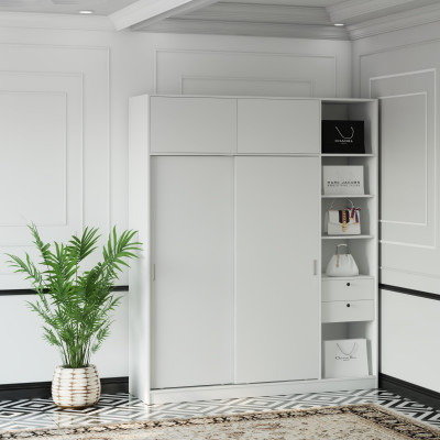 [Happy Home Furniture] ELEGANT, Tủ quần áo cửa lùa 1m8x2m2 , 180cm x 54cm x 220cm ( DxRxC), TCL_006