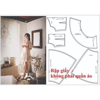Rập giấy A0 đầm xòe trễ vai mã 1263 (BẢN VẼ)