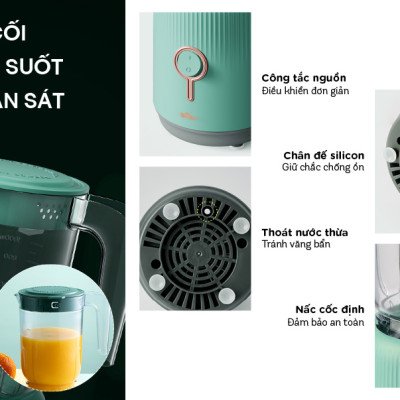 Máy Xay Sinh Tố Đa Năng BEAR BL-B10V2 Gồm 3 Cối Dung Tích 1.2 Lít Công Suất 300 W - Hàng Chính Hãng