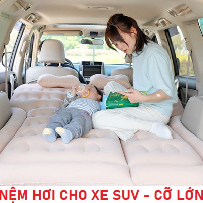 Nệm hơi, giường hơi ô tô cao cấp cho xe SUV, xe 7 chỗ, 16 chỗ, phủ 2 hàng ghế, dùng đi du lịch, cắm trại cho gia đình