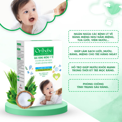 Gạc Rơ Lưỡi Cho Bé Oribebe Giúp Vệ Sinh Răng Miệng Làm Sạch Và Bảo Vệ Lưỡi Nướu Cho Bé Hộp 30 gói