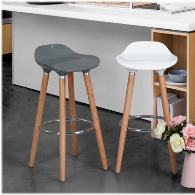 Ghế quầy bar CB2135-P chân gỗ tự nhiên ( thân nhựa ) mặt ngồi nhựa ABS sáng bóng hiện đại nhập khẩu HCM