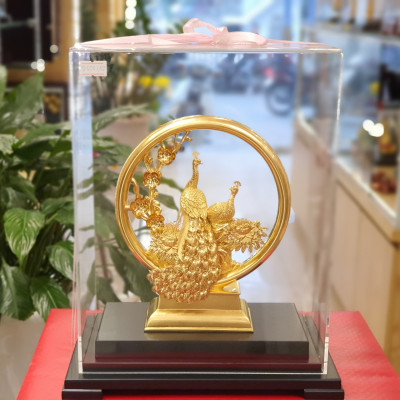 Tượng Đôi Chim Công Dát Vàng 24K (M01) MT Gold Art- Hàng chính hãng, trang trí nhà cửa, quà tặng dành cho sếp, đối tác, khách hàng