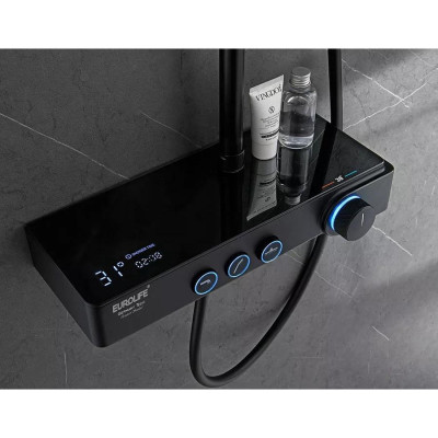 Cây sen nóng lạnh màn hình LED thể hiện nhiệt độ dòng nước và thời gian tắm Eurolife EL-SC918 ( Màu đen)