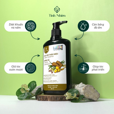 Dầu Gội Thảo Mộc Gừng Sả Tinh Nhiên ngăn ngừa gàu ngứa, giúp tóc suôn mượt