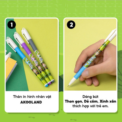 Hộp 20 Bút Gel 0.5 mm - Nhân Vật Akooland Tahi - Thiên Long Gel-012/AK - Mực Đen