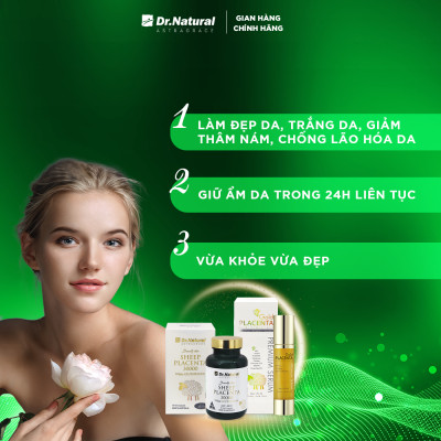 Bộ Sản Phẩm Trắng Da, Đẹp Da Sâu Bên Trong Dr Natural | Viên Uống Trắng Da + Serum Trắng Da Nhau Thai Cừu Glutathione