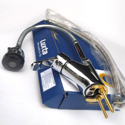 Vòi Rửa Bát Đồng Thau Mạ Crome Nóng Lạnh LUXTA L3203B - Thân uốn dẻo, đầu vòi tăng áp 2 chế độ