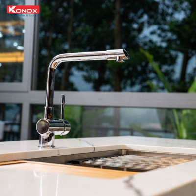 Vòi rửa bát xoay 360 độ Konox, Model Felix, Bề mặt mạ vân đá, Hàng chính hãng