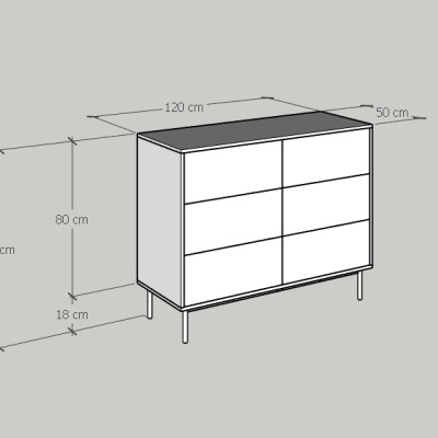 [Happy Home Furniture] BECKY, Tủ đựng đồ 6 ngăn kéo  - chân sắt ,  120cm x 50cm x 100cm ( DxRxC), THK_034