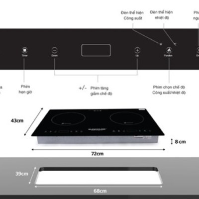 BẾP ĐÔI ĐIỆN TỪ SUNHOUSE SHB9101 - hàng chính hãng