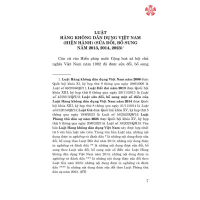 Luật hàng không dân dụng Việt Nam (hiện hành) (sửa đổi bổ sung năm 2013, 2014, 2023)