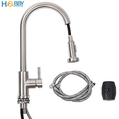 Vòi rửa chén nóng lạnh dây rút 2 chế độ inox 304 Hobby Home Decor VDR4
