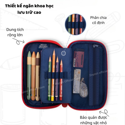 Hộp đựng bút cho bé Zoyzoii chính hãng bằng vải nhiều ngăn mã B20 - Hàng chính hãng