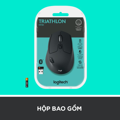 Chuột không dây bluetooth | USB Logitech M720 - Kết nối đa thiết bị, pin 2 năm, tương thích Mac | Windows - Hàng chính hãng