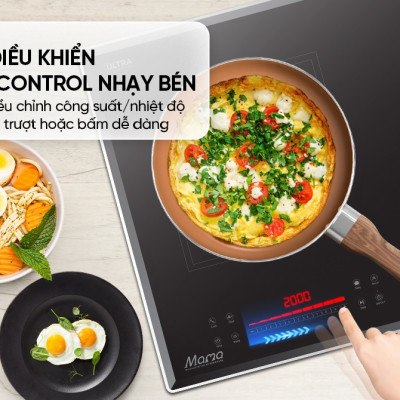 Bếp điện từ đôi Sunhouse MMB82272-T, Công suất 4400W, Mặt kính Ultra Vitro Ceramic thiết kế vát, bo viền 4 cạnh, Chức năng nấu nhanh Booster, Inverter, Slow cook - Sôi liu riu, Bảng điều khiển Slider Control siêu nhạy, BH 3 năm tại nhà - Hàng chính hãng