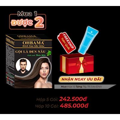 Dầu Gội Phủ Bạc OHBAMA Gội Đen Nâu Tự Nhiên Thảo Mộc [Hộp 5 gói]