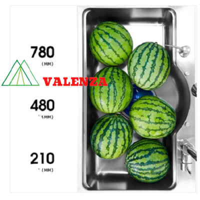 Combo chậu rửa chén bát 1 hố lớn Valenza dạng ĐÚC dày 3,5 li kiểu dáng Hàn Quốc inox 304 100% kèm vòi rửa bát rút dây Valenza sus304, bộ xả to ngăn mùi, khay inox kín-TẶNG BÌNH NƯỚC RỬA CHÉN