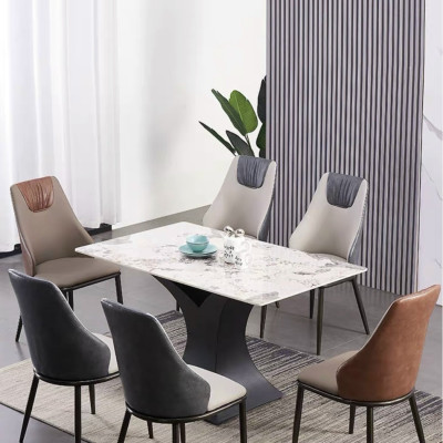 Bàn Ghế Ăn Phong Cách Đương Đại Châu Âu - Xu Hướng Hiện Nay Cho Không Gian Hiện Đại - Chân Thép Mặt Đá - Hàng Nhập Khẩu AZP