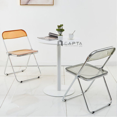 Bàn cafe mặt tròn chân trụ màu trắng MDF TE1542-06W Nội thất Capta Bàn tiếp khách mặt gỗ MDF chân sắt sơn tĩnh điện nhỏ gọn, bàn chụp ảnh sản phẩm décor đẹp