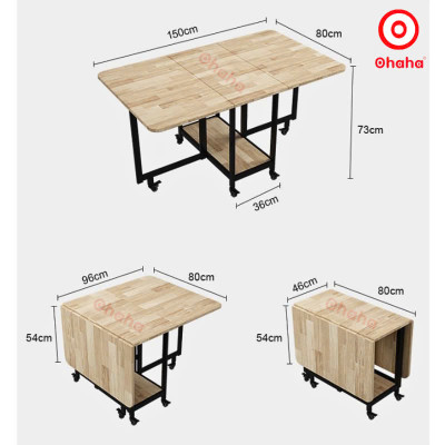 [ Miễn phí giao hàng và lắp đặt tại TP.HCM] Bộ bàn ăn thông minh xếp gọn đa năng có ghế và bánh xe Ohaha - BA013