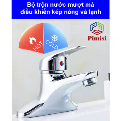 Vòi Lavabo Nóng Lạnh Pimisi Của Chậu Rửa Mặt Bằng Đồng Thau - Điều Chỉnh Nước Bằng Gật Gù Nóng Lạnh | Hàng Chính Hãng