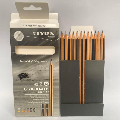 Bút chì cao cấp nhập khẩu Đức LYRA Graduate Graphite (Hộp 12 bút 4H, 3H, 2H, H, F, HB, B, 2B, 3B, 4B, 5B, 6B) 1171120