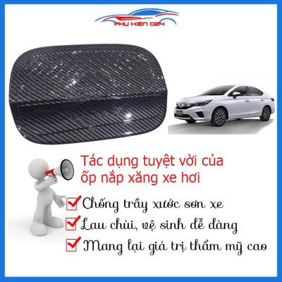 Ốp nắp bình xăng City 2021 vân cacbon chống trầy trang trí ô tô