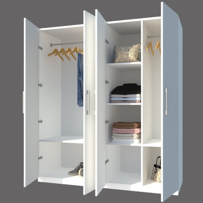 [Miễn phí vận chuyển & lắp đặt tại TP.HCM] Tủ quần áo gỗ cao cấp phong cách Bắc Âu thiết kế 4 cánh cửa mở thông minh tích hợp nhiều hộc kệ Ohaha - TQA038 - Màu C/Màu Trắng