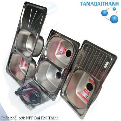 Chậu Rửa Bát Inox Chính Hãng Tân Á Đại Thành Nhiều Kích Thước - Loại 2 hộc, 1 hộc 1 cánh,..Tặng kèm bộ xi phông