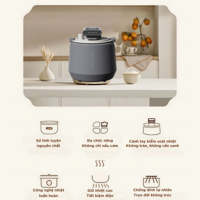 Nồi Cơm Điện Áp Suất Lòng Sứ Dưỡng Sinh Mishio MK396 dung tích 0.8L cho 1-2 người – Bí Quyết Cho Cơm Gạo Lứt - Hàng chính hãng