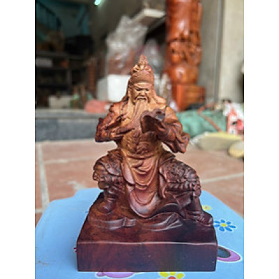 Tượng quan công đọc sách bằng gỗ trắc kt 15×10×7cm