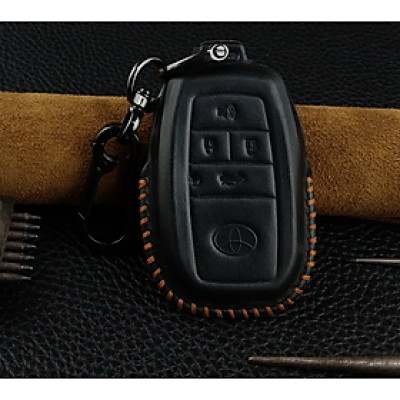 Bao da chìa khóa ô tô Toyota Avlon Crown Corolla Camry Rav4 Reiz Yaris Prado 4 nút da bò thật - hàng chính hãng