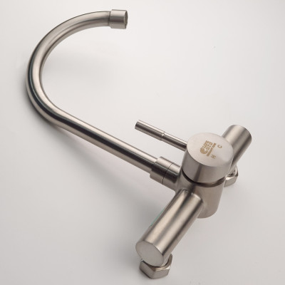 Vòi rửa chén nóng lạnh âm tường Inox SUS 304 Eurolife EL-T018AT (Trắng vàng)